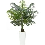 Mophorn palmier artificiel areca, 1, 5 m, plante tropicale en pot blanc, faux arbre d�coratif pour int�rieur ...