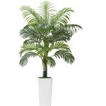 Mophorn palmier artificiel areca, 1, 5 m, plante tropicale en pot blanc, faux arbre avec tronc �pais, ...
