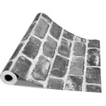 Mophorn papier peint adh�sif mural, 45 cm x 10 m, rouleau de vinyle autocollant, motif brique grise, ...