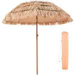 Mophorn parasol hawa�en 1, 8 m, inclinable avec toit en chaume pp, 8 baleines m�talliques, protection ...