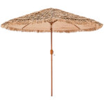 Mophorn parasol hawa�en 2, 7 m, inclinable avec toit en chaume pp, 8 baleines m�talliques, protection ...