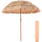 Mophorn parasol hawa�en 2 m, inclinable avec toit en chaume pp, 8 baleines m�talliques, protection solaire ...
