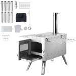 Mophorn - po�le � bois, po�le de tente en acier inoxydable de 86 pouces, portable avec tuyaux de chemin�e ...