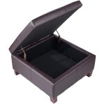Mophorn pouf de rangement carr en cuir synthtique, table basse rembourre avec dessus rabattable, ottomane ...