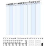 Mophorn rideau � lani�res en pvc 0, 9x2, 1 m, ensemble de 6 bandes transparentes pour isolation thermique ...