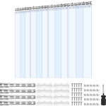 Mophorn rideau � lani�res pvc 1, 2x2, 1 m - lot de 8 lamelles transparentes pour isolation thermique ...