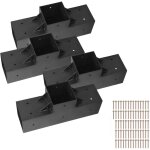 Mophorn supports de pergola, lot de 4, connecteurs � 3 voies en acier au carbone 89x89 cm, forme en t, ...
