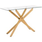 Mophorn table basse en verre moderne, avec plateau en verre tremp� et pieds crois�s en m�tal, �quip�e ...