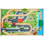 Mophorn table de circuit en bois pour train, 84 pièces, avec rails, bac de rangement pliable, table d'activité ... Mophorn table de circuit en bois pour train, 84 pièces, avec rails, bac de rangement pliable, table d'activité ...
