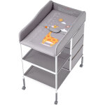 Mophorn table � langer portable avec 3 tiroirs en tissu et roulettes verrouillables, meuble multifonctionnel ...