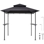 Mophorn tonnelle de barbecue ext�rieure, 243 x 150 cm, abri avec toit � deux niveaux, structure en acier ...