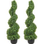 Mophorn - topiaires artificiels buis arbres 3 pieds de haut (2 pieces) fausse plante verte deexterieur ...