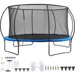 Mophorn - trampoline de 14 pieds, capacit de 450 lb avec filet d'enceinte, chelle, poteaux incurvs, ...