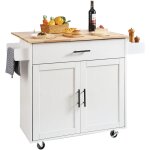 Vevor lot central 90x39 cm desserte de cuisine a roulettes 1 armoire 1 tiroir meuble de cuisine avec ...