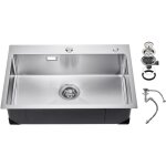 Mophorn - vier de cuisine de 68 cm, �viers � montage sur le dessus en acier inoxydable 304. vasque simple ...