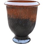 Provencelia - pot grande taille d'ext�rieur morgane 32x39cm orange sur noir, fait main en terre cuite ...