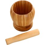 Mortier et pilon en bois, bol de guacamole en bambou, coquille, mortier d'ail, broyeur de poivre, mlange ...