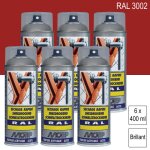 Motip - lot de 6 peintures arosol ral 3002 rouge carmin brillant 400ml