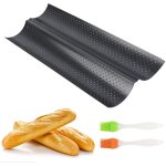 Moule � baguette antiadh�sif - plaque � pain fran�aise 2 baguettes avec 2 pinceaux de cuisine