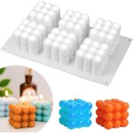 Moules � bougies, moule � boule en silicone en forme de cube 3d, pour la fabrication de bougies, de savons, ...