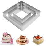 Moule carr� patisserie, 3 pcs cercle a patisserie carr� moules � g�teaux, acier inoxydable moule entremet, ...