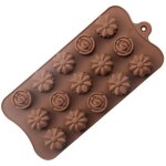 Moule � chocolat et bonbons en silicone brun - pour ganache et caramels, moule souple alimentaire