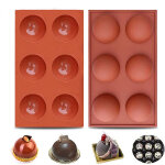 Moule demi - sph�re en silicone, moule � chocolat et � g�teau, brun rouge�tre