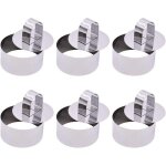 Moules � g�teaux ronds en acier inoxydable argent� pour cr�pes, salades et mousses (6 pi�ces) 8 x 3, ...