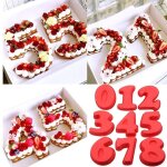 Moule  gteau en silicone en forme de grand chiffre 0 / 1 / 2 / 3 / 4 / 5 / 6 / 7 / 8, outil de cuisson ...