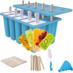 Moules  glace faits maison, 10 moules en silicone sans bpa, avec 50 btonnets, 10 btonnets rutilisables, ...