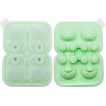 Moule � gla�ons en silicone antiadh�sif 4 cavit�s ours 3d, vert, 2 pi�ces, inclut pince � glace en acier ...