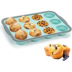 Moule � muffins 12 cavit�s - taille standard - silicone - avec cadre en m�tal - antiadh�sif - pour cupcakes, ...