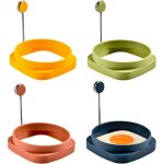 Moule oeuf au plat, 4 pcs casserole � ?ufs frits pan rond / carr� pancake egg shaper silicone fried egg ...
