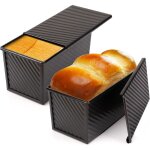 Moule � pain avec couvercle, lot de 2, 450 g, noir, pour pain maison, bo�te � pain grill� en acier au ...
