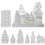 Moules en silicone moules � couler maisons, 7 pi�ces moule en silicone arbre moule en silicone maison ...