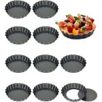 Moule tartelette - 10 pi�ces moule mini tartelette - fond amovible - rev�tement antiadh�sif moulle - ...