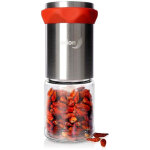 Moulin a main pour piment avec recipient en verre et mecanisme en acier