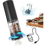 Moulin  poivre lectrique rechargeable moulin  pices avec rcipient transparent de 95ml, lumire led ...
