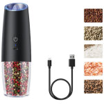 Moulin � poivre �lectrique rechargeable par usb avec capteur de gravit� - noir, saupoudreur de poivre ...