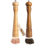 Moulin � poivre et sel manuel en bois avec mini cuill�re ? 31, 5 cm