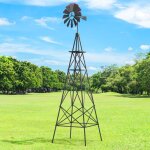 Moulin � vent g�ant de jardin 253 cm moulin � vent ornemental en m�tal tout temps avec 4 pieds de support ...