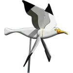 Moulin � vent de jardin, mouette blanche en r�sine aux ailes pivotantes, girouette animali�re, carillon ...
