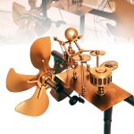 Moulin � vent en m�tal fait � la main, tambours au rythme du vent, statue d�corative de percussionniste, ...