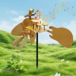 Moulin � vent de percussion fait main - en m�tal - petit batteur - sculpture de jardin - pour terrasse ...