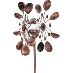 Moulin  vent solaire 190, 5 cm - lampe led  nergie solaire et pierres colores - globe en verre avec ...