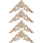 Moulures d�coratives bois sculpt� (4 pi�ces, 12�12 cm), angles meubles / cuisine / d�co