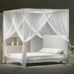 Moustiquaire de lit double szhtfx grand moustiquaire carr lits simples 4 portes pour anti - insectes ...