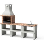 Movelar - barbecue prfabriqu  bois et charbon de bois modle pack 3 ragusa (gris / terre cuite - 228 ...