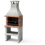 Movelar - barbecue prfabriqu  bois et charbon de bois modle ragusa (gris / terre cuite - 76 x 58 ...