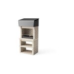 Movelar - barbecue prfabriqu  bois et charbon de bois modle volterra (gris / beige - 94 x 70 x 213 ...